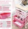 5-Drawer Rolling Utility Cart with Wooden Tabletop – 5-Tier Craft Storage Trolley with Lockable Wheels, Rose Pink